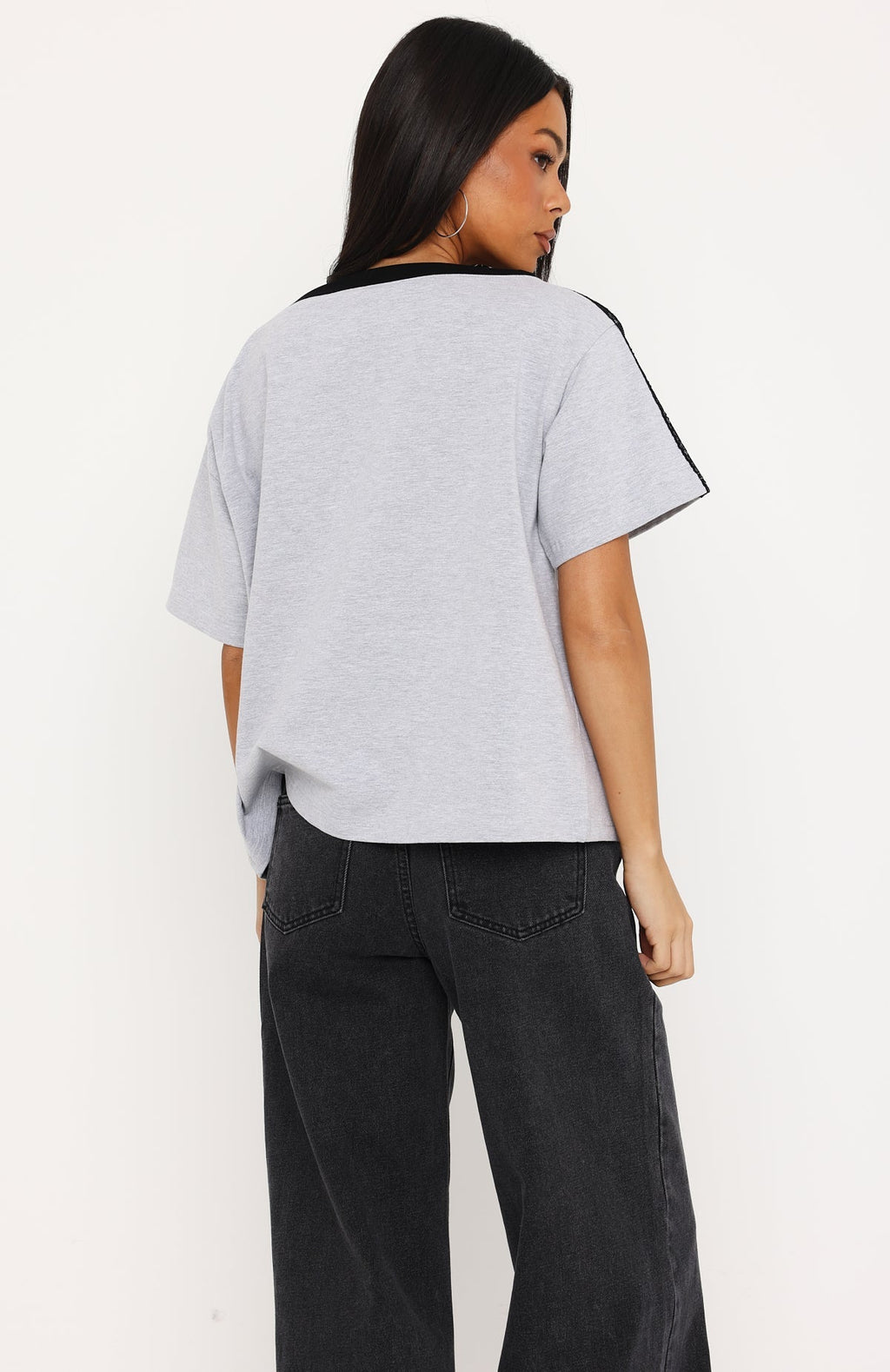 Lost In My Thoughts Slouchy Tee Dark Grey Marle