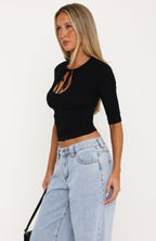 Love Is The Answer 3/4 Sleeve Top Black