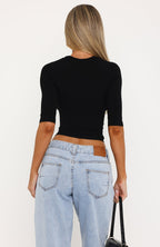 Love Is The Answer 3/4 Sleeve Top Black