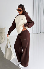 Loving It Here Wide Leg Sweatpants Chocolate