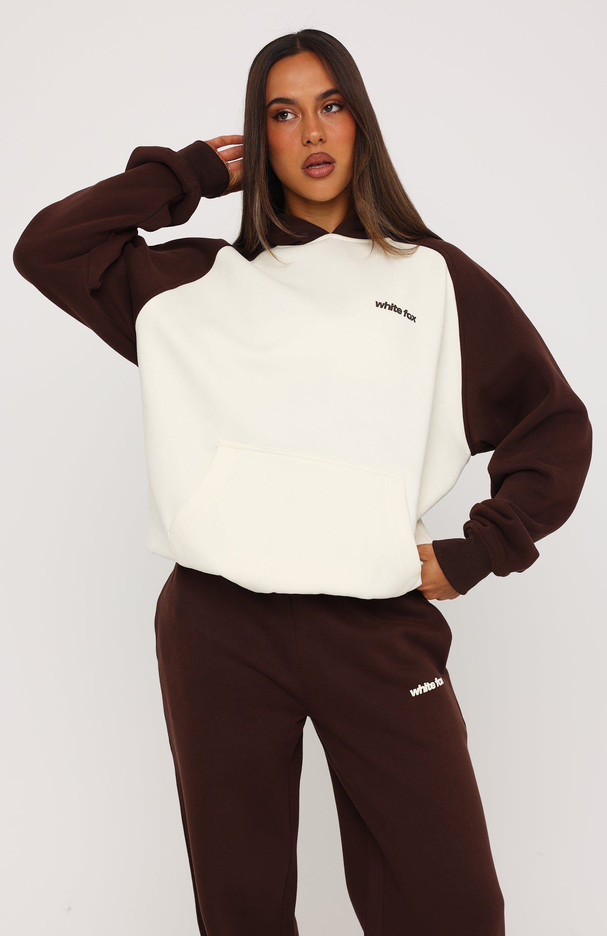 Loving It Here Oversized Hoodie Cream/Chocolate