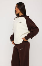 Loving It Here Oversized Hoodie Cream/Chocolate