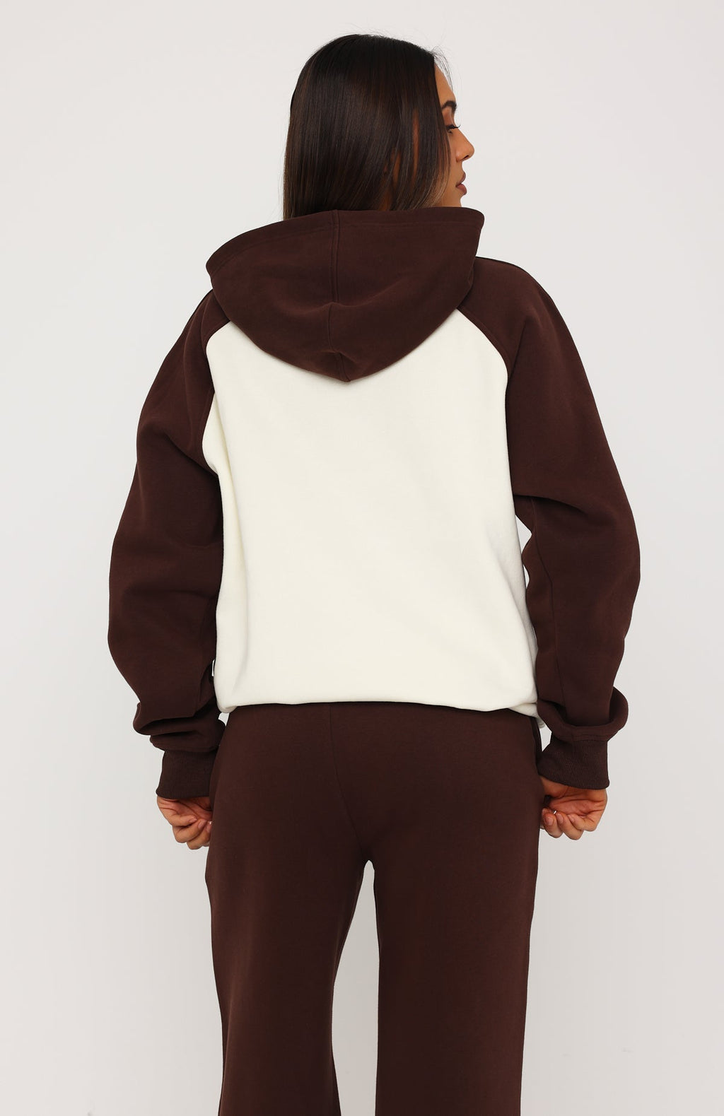 Loving It Here Oversized Hoodie Cream/Chocolate