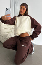 Loving It Here Oversized Hoodie Cream/Chocolate