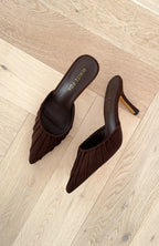 Lowanna Mules Chocolate Faux Suede