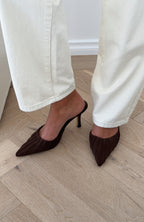 Lowanna Mules Chocolate Faux Suede