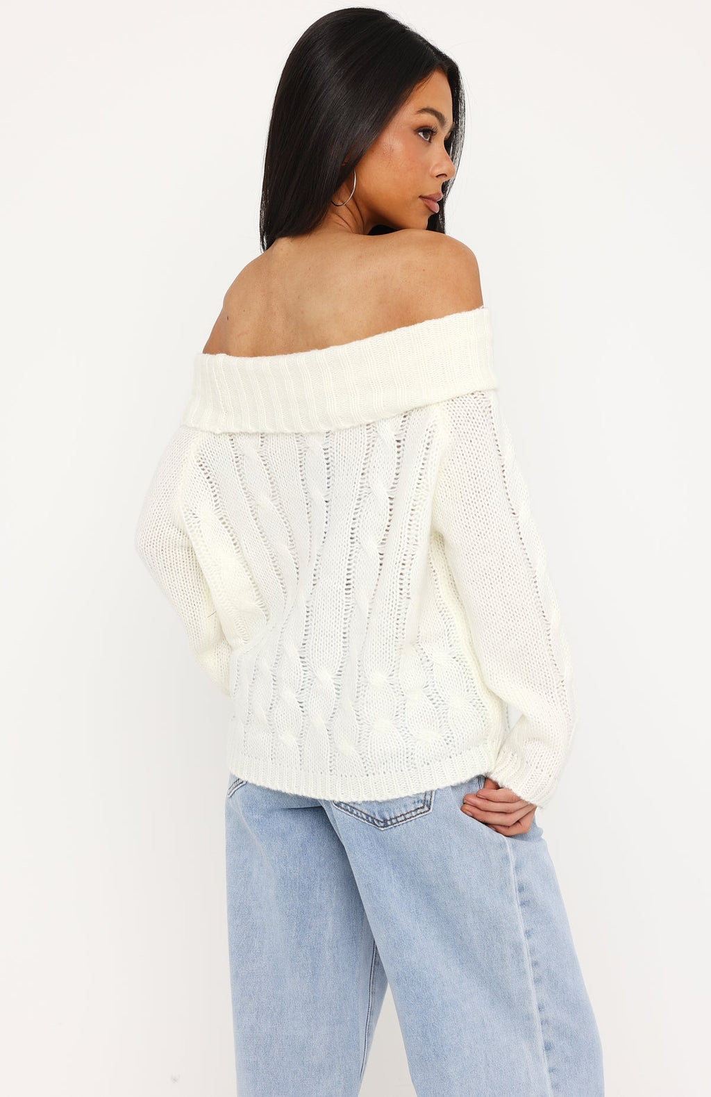 Lucienne Off Shoulder Knit Sweater Winter White
