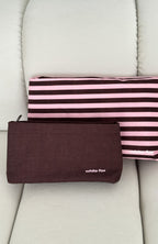 Maddox 2 Pack Cosmetic Pouch Chocolate & Pink Stripe