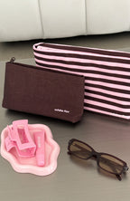 Maddox 2 Pack Cosmetic Pouch Chocolate & Pink Stripe