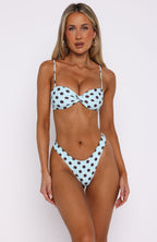Kaya Bikini Top Blue/Choc Polka Dot