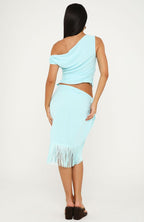 Sweet And Savage Off Shoulder Midi Dress Aqua
