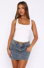 Filled With Life Ribbed Tank White