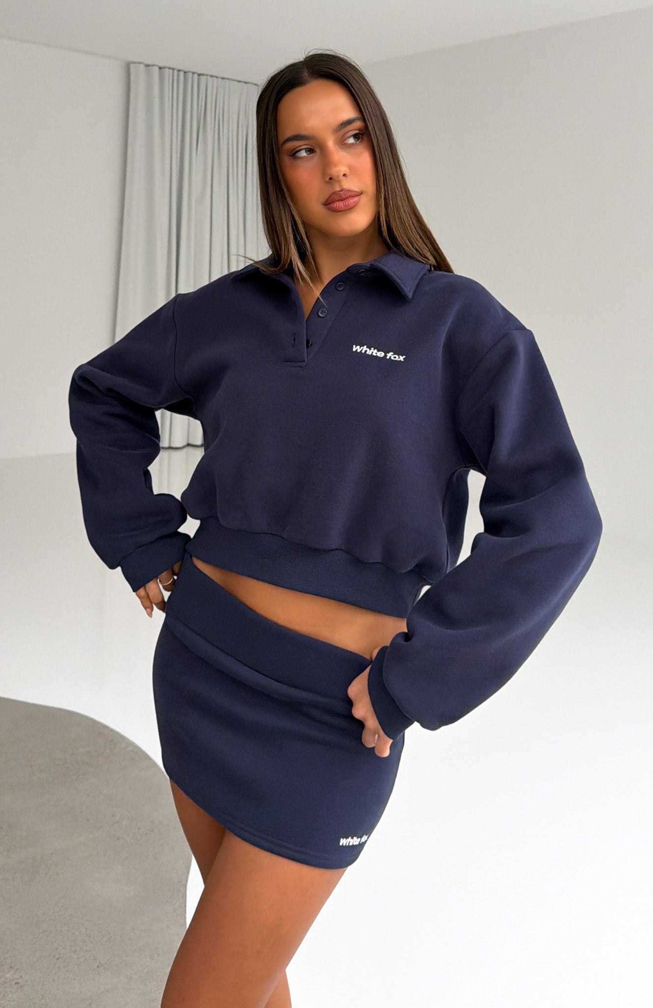 Not Changing Henley Polo Sweater Navy
