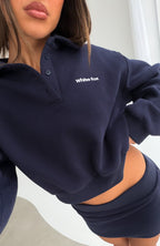 Not Changing Henley Polo Sweater Navy