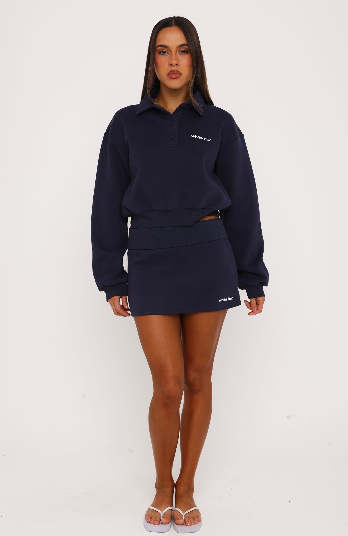Not Changing Henley Polo Sweater Navy