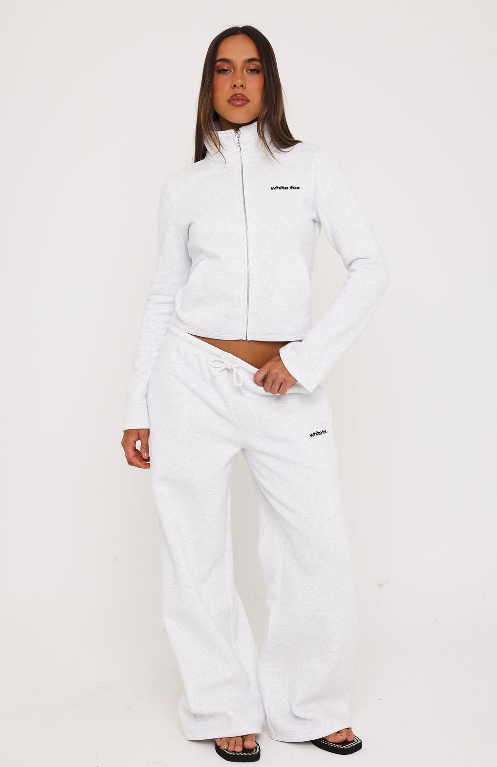 Not Changing Zip Front Funnel Neck Jacket Grey Marle