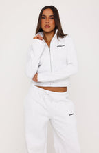 Not Changing Zip Front Funnel Neck Jacket Grey Marle