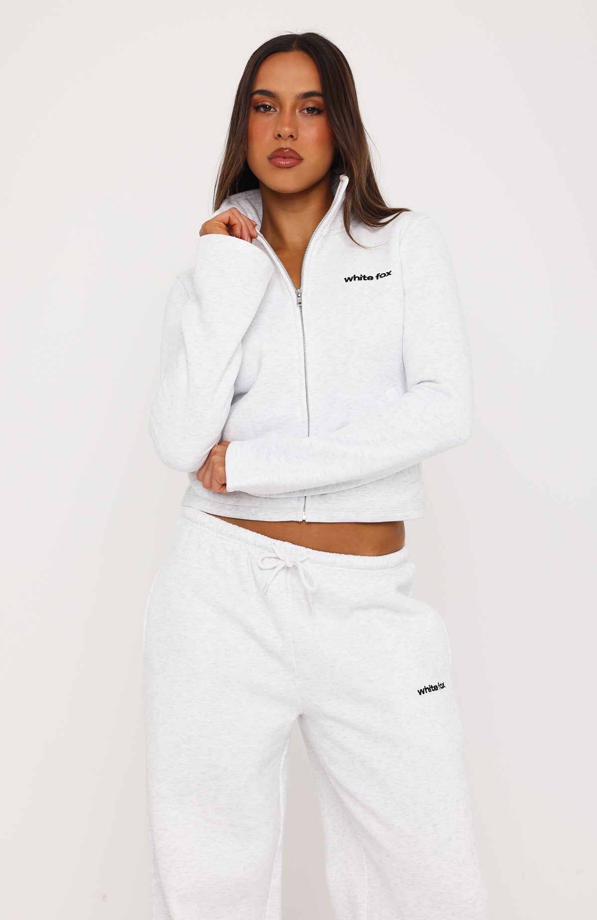 Not Changing Zip Front Funnel Neck Jacket Grey Marle