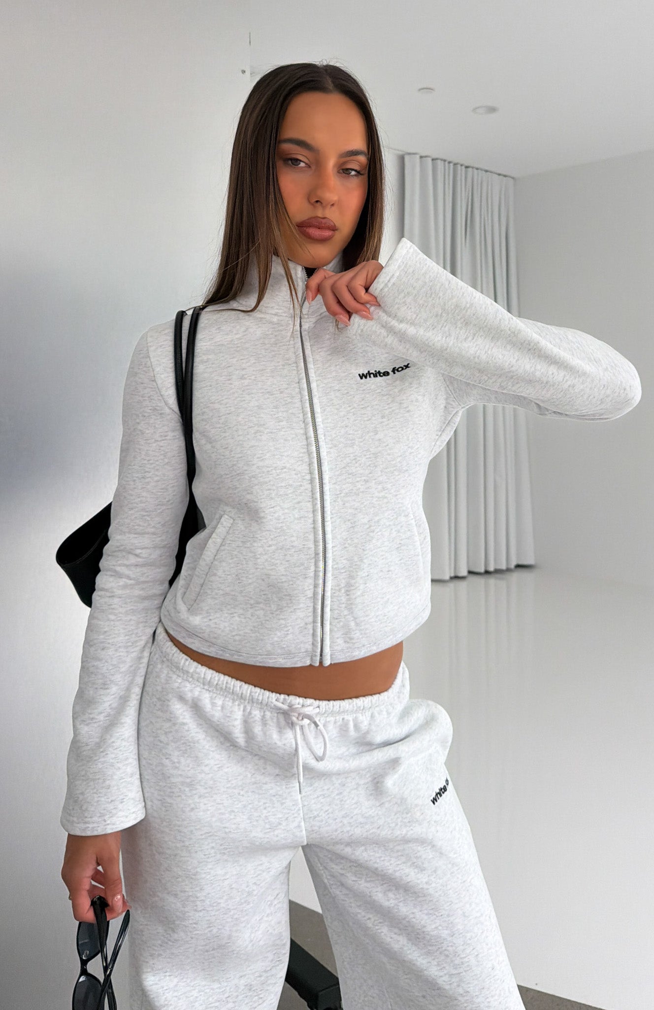 Not Changing Zip Front Funnel Neck Jacket Grey Marle