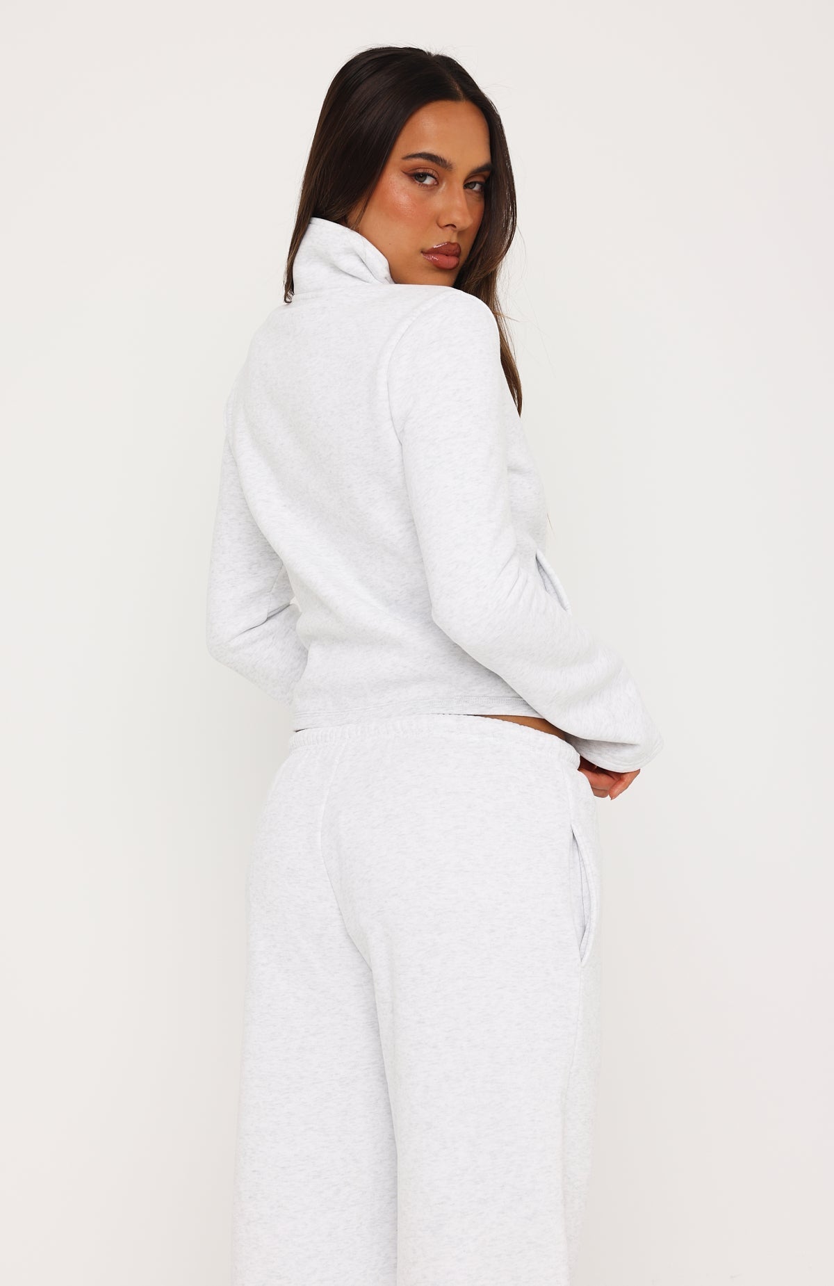 Not Changing Zip Front Funnel Neck Jacket Grey Marle
