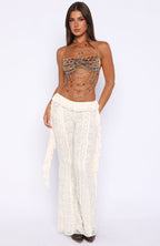 Own The Night Beaded Top Burnt Orange