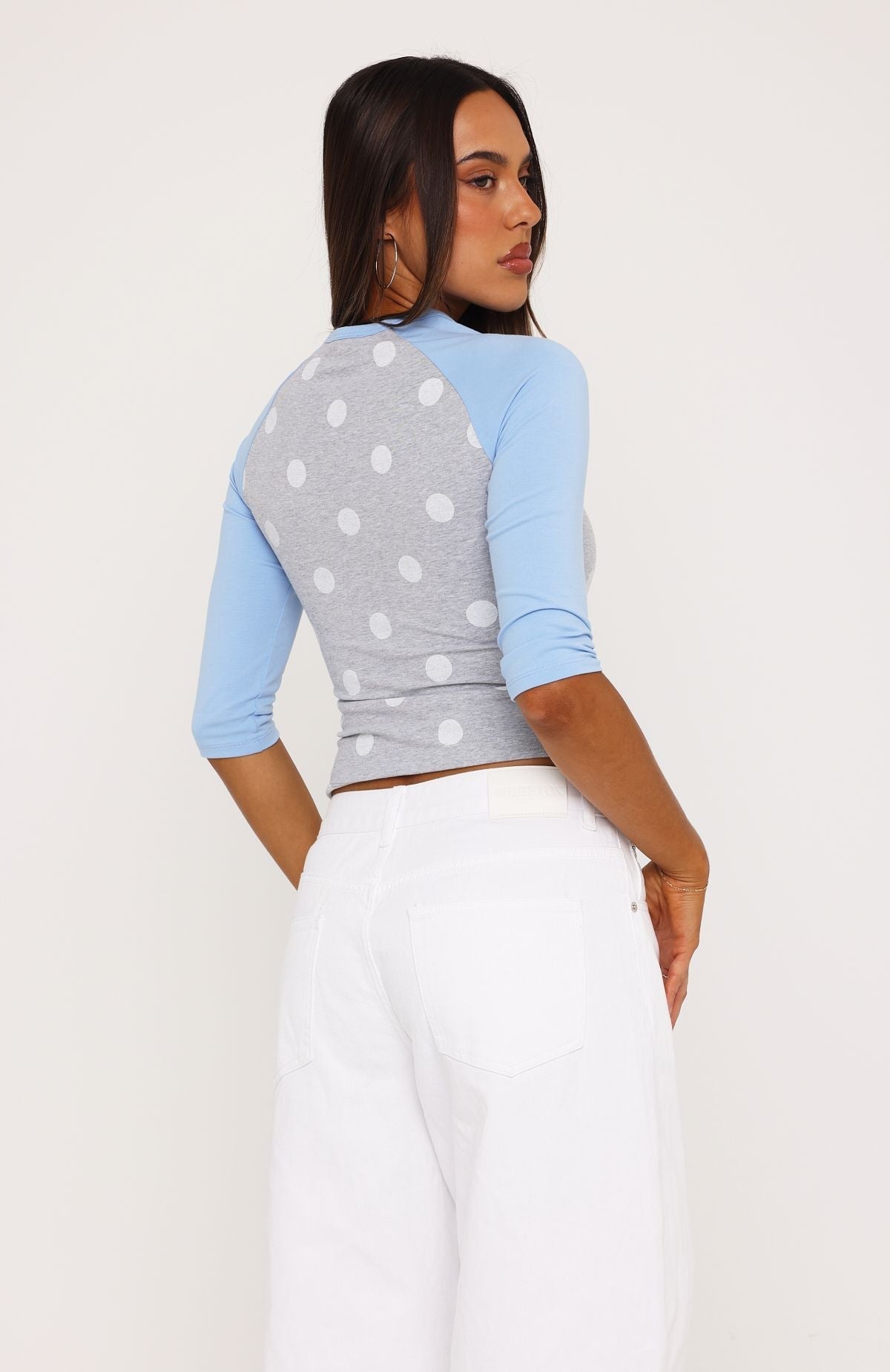 Remy 3/4 Sleeve Top Grey/Blue