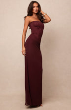 Peach Fizz Strapless Maxi Dress Dark Cherry