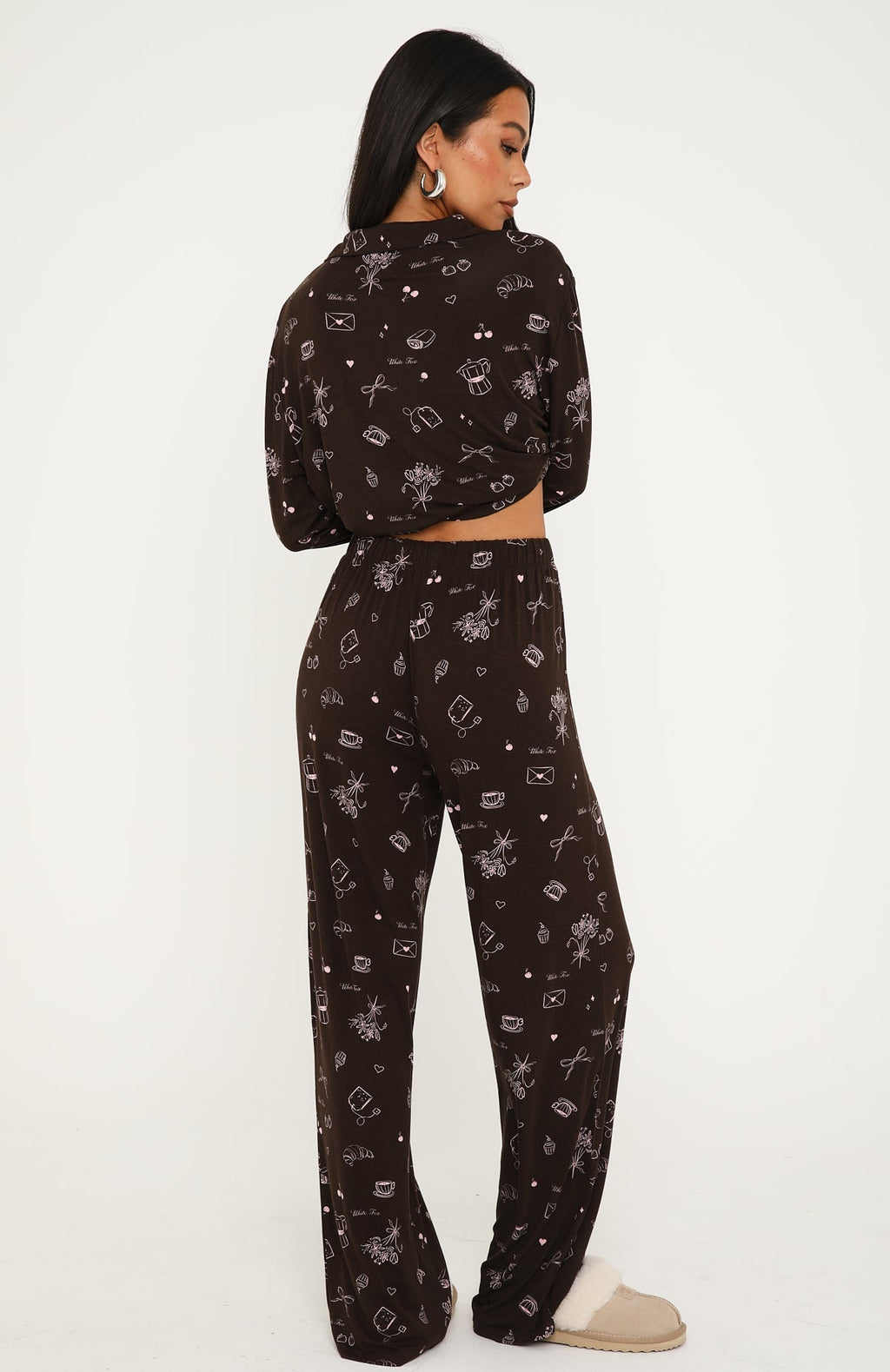 Pillow Talk Printed Long Sleeve Pyjama Set Croissant Club