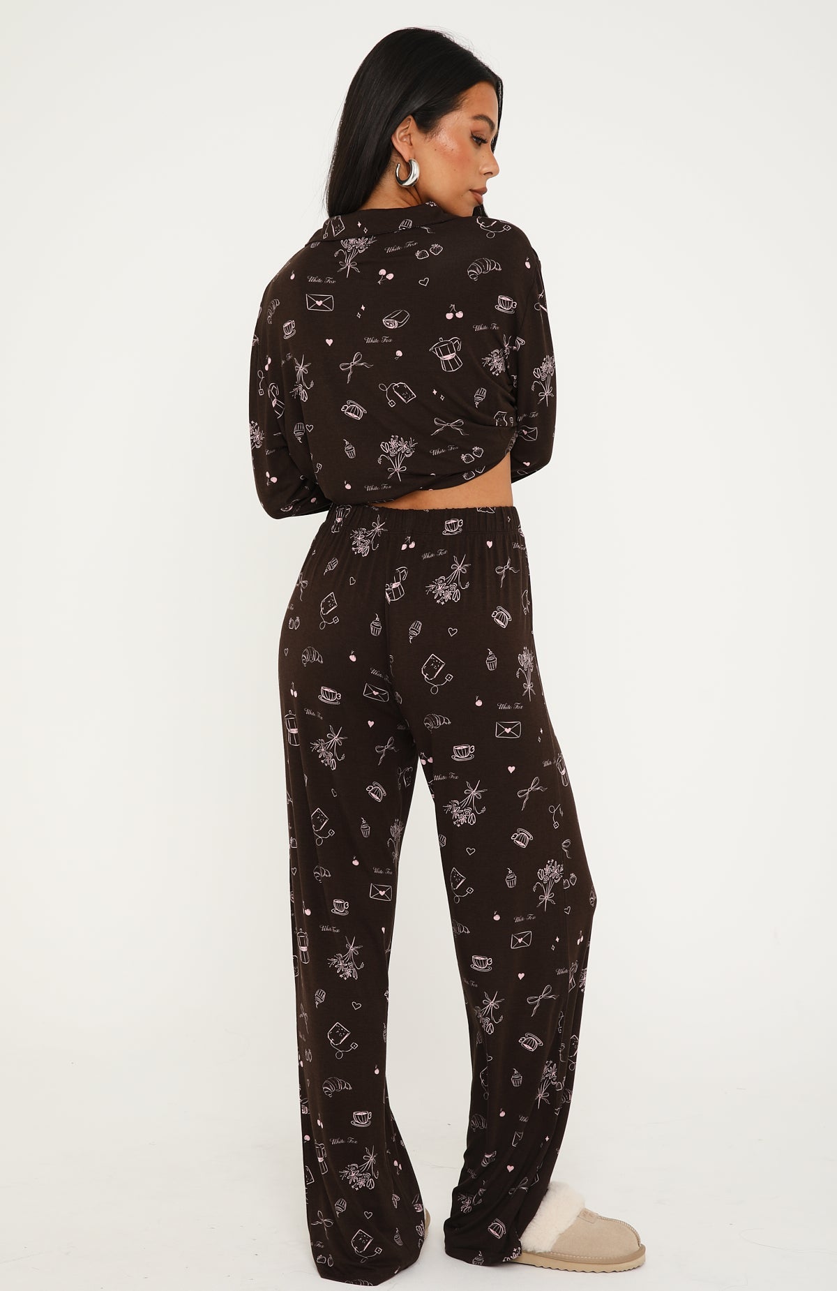 Pillow Talk Printed Long Sleeve Pyjama Set Croissant Club