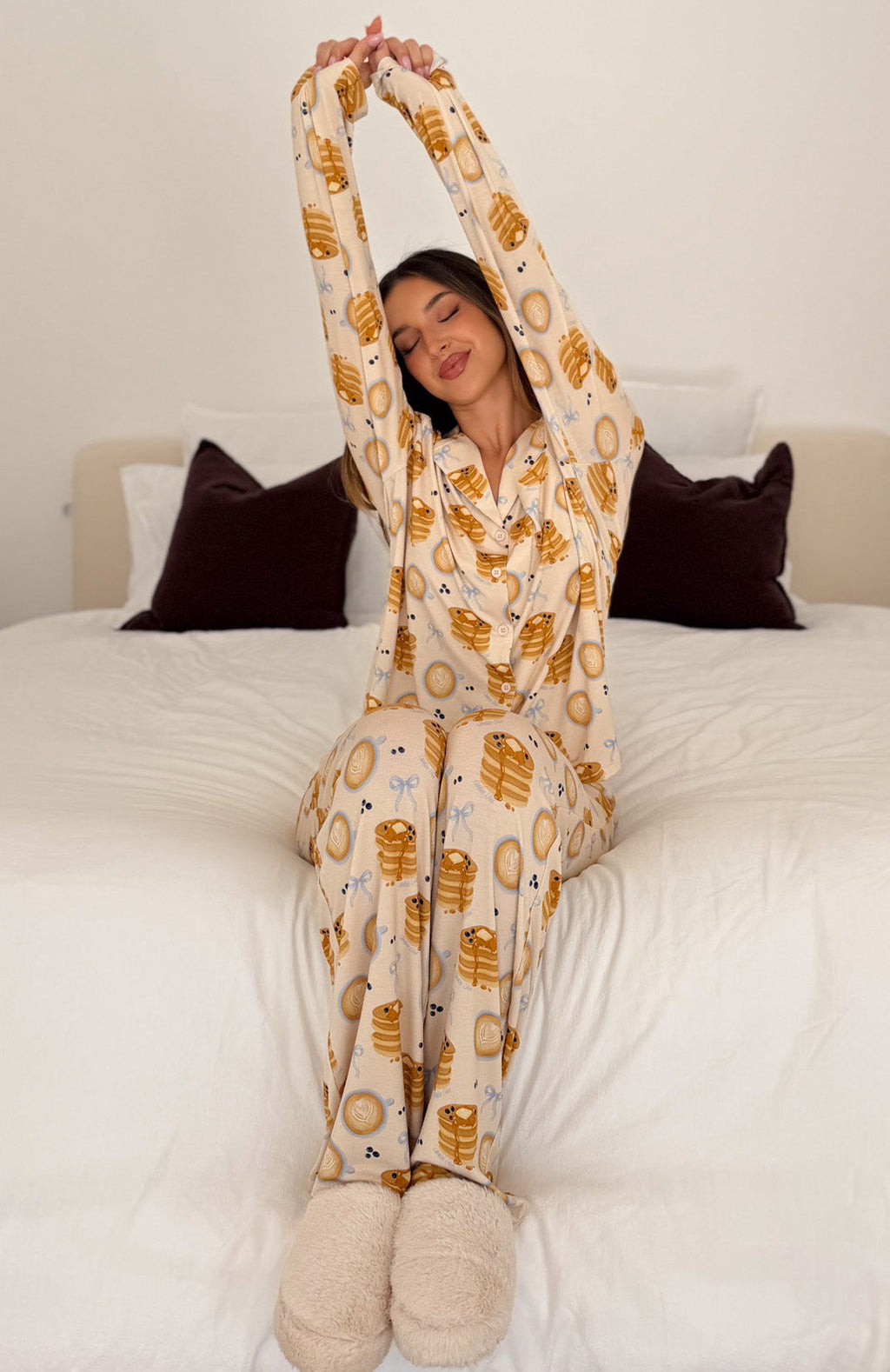 Pillow Talk Printed Long Sleeve Pyjama Set Maple Morning