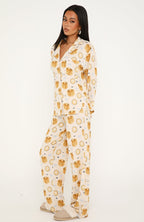 Pillow Talk Printed Long Sleeve Pyjama Set Maple Morning