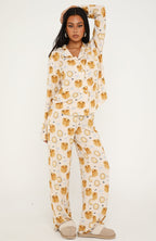 Pillow Talk Printed Long Sleeve Pyjama Set Maple Morning