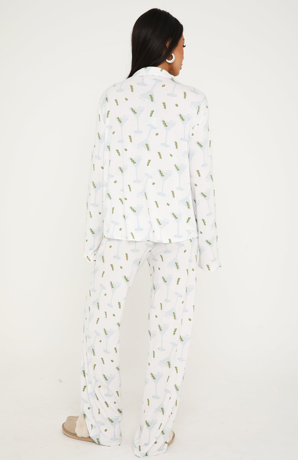 Pillow Talk Printed Long Sleeve Pyjama Set Martini Hour