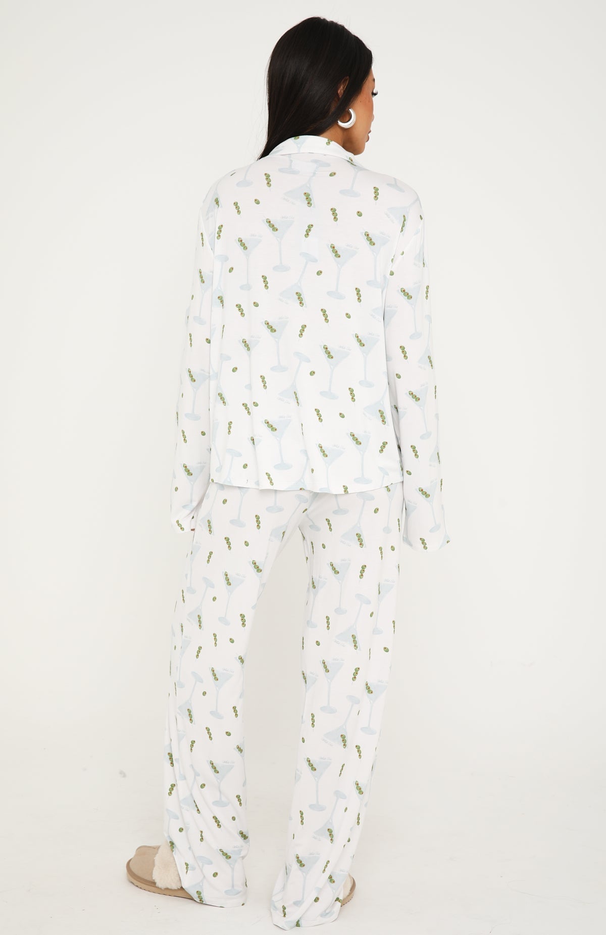 Pillow Talk Printed Long Sleeve Pyjama Set Martini Hour