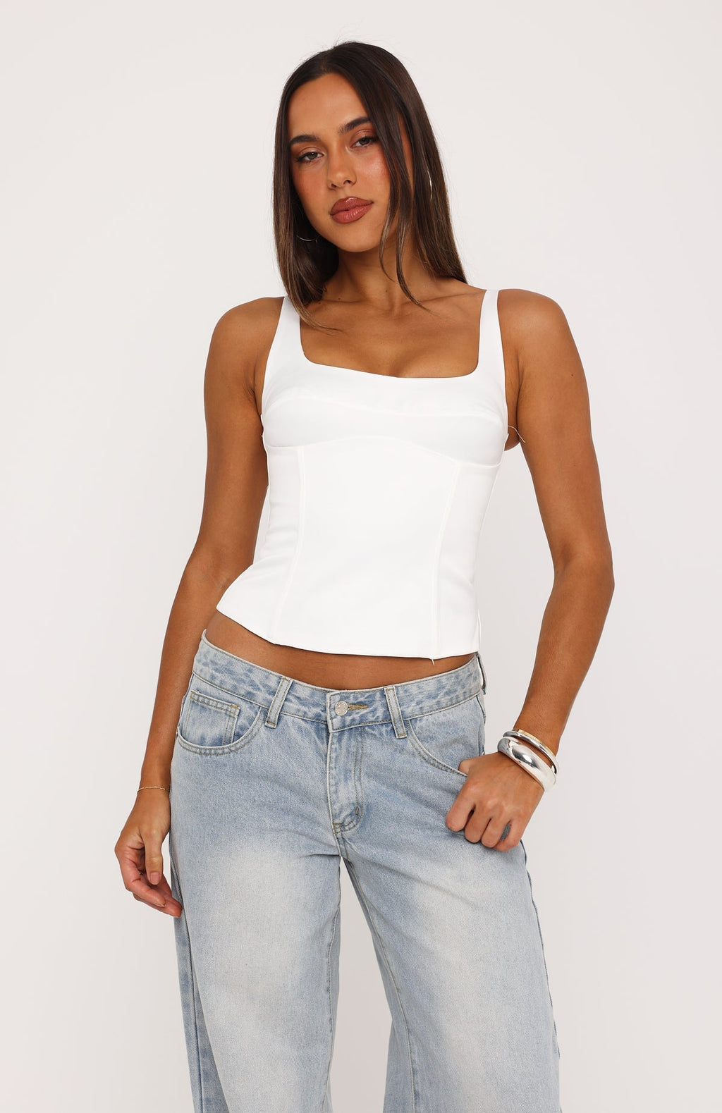 Platform Queen Bustier White