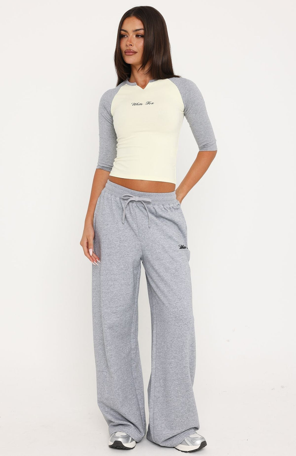 Tatiana Wide Leg Sweapants Grey Marle