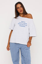Professional Napper Off Shoulder Pyjama Tee Light Grey Marle