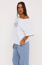 Professional Napper Off Shoulder Pyjama Tee Light Grey Marle