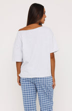 Professional Napper Off Shoulder Pyjama Tee Light Grey Marle