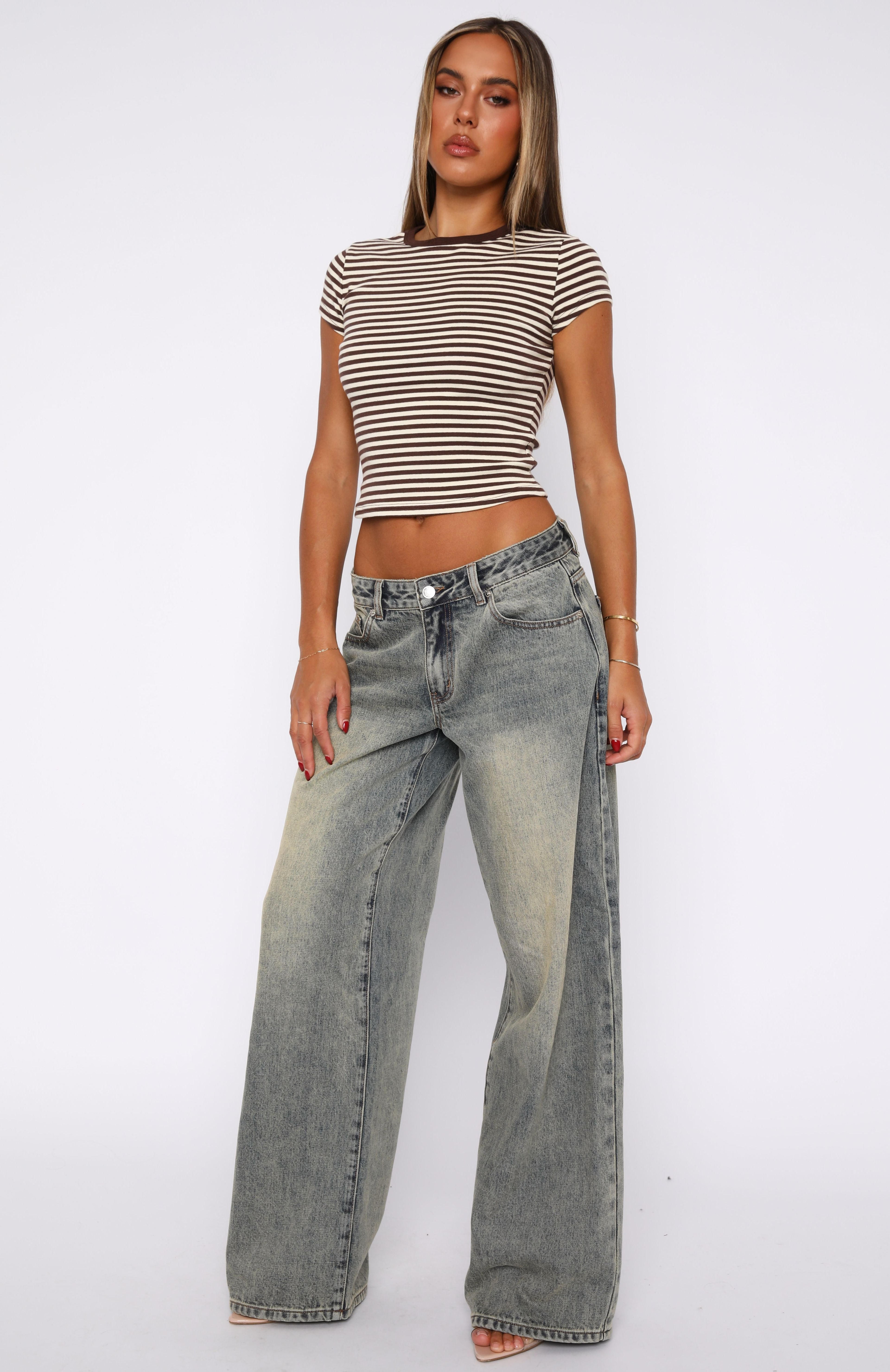 Maeve Low Rise Wide Leg Jeans Sand Wash