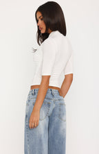 Quiet Crush 3/4 Sleeve Top Off White