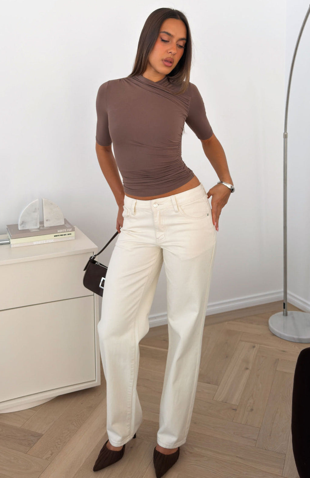 Quiet Crush 3/4 Sleeve Top Mocha