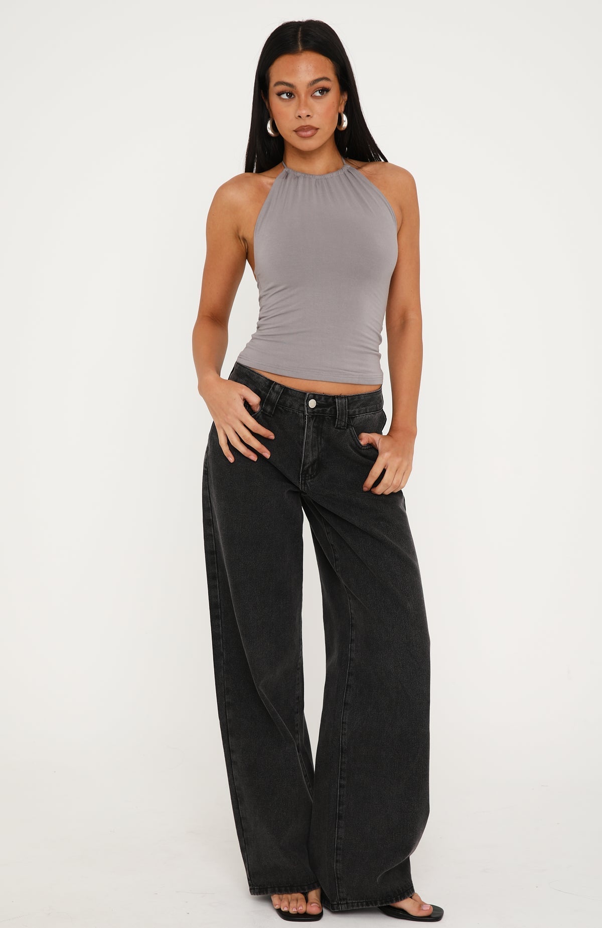 Quiet State Halter Top Slate Grey