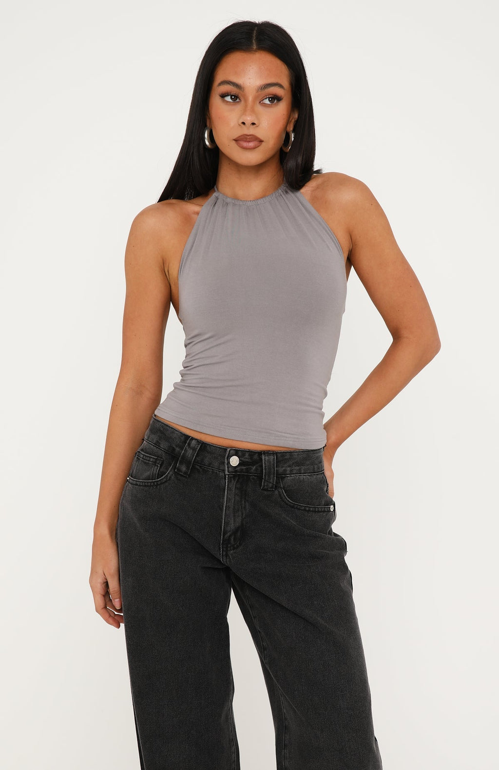 Quiet State Halter Top Slate Grey