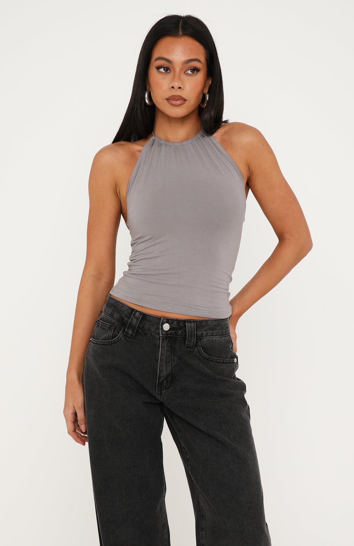 Quiet State Halter Top Slate Grey