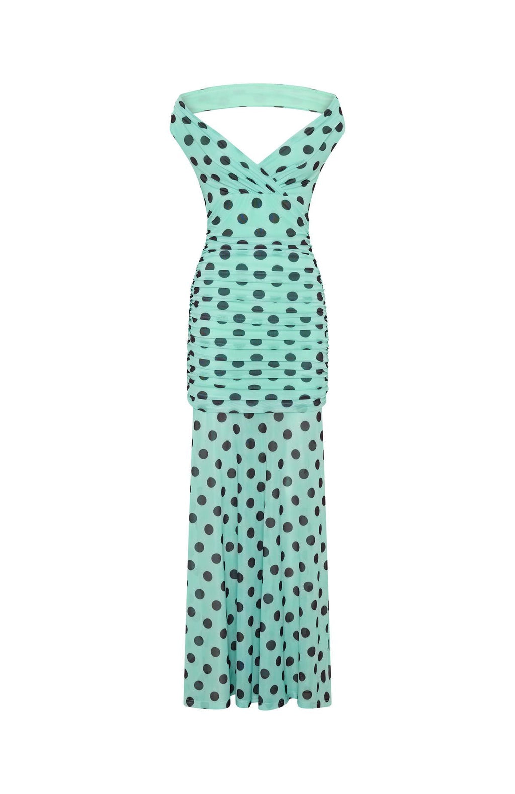Sweet And Chic Maxi Dress Aqua Polka Dot