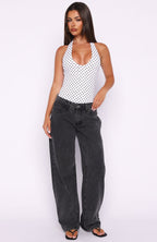 Want To Be Me Halter Bodysuit Polka Dot