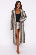The Hardest Part PU Coat Tan Snake