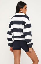 Moving Fast Oversized Henley Sweater Vintage Navy