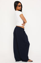 She Runs This Pant Navy Pinstripe